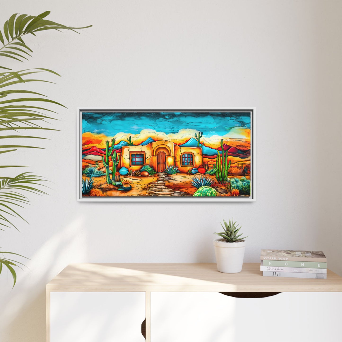 "La Casa de Adobe" A Vibrant and Colorful Canvas Print, Desert Southwest Wall Art - Original Artwork by Rickie O. Pauley