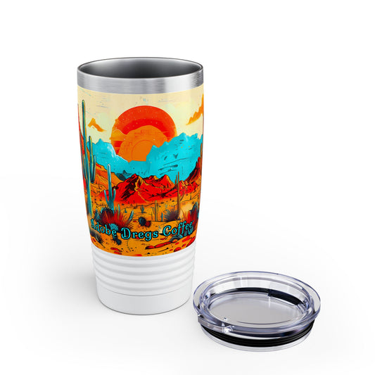 "Saguaro Sunset" 20oz Ringneck Tumbler,  Desert Themed Design from Adobe Dregs Coffee