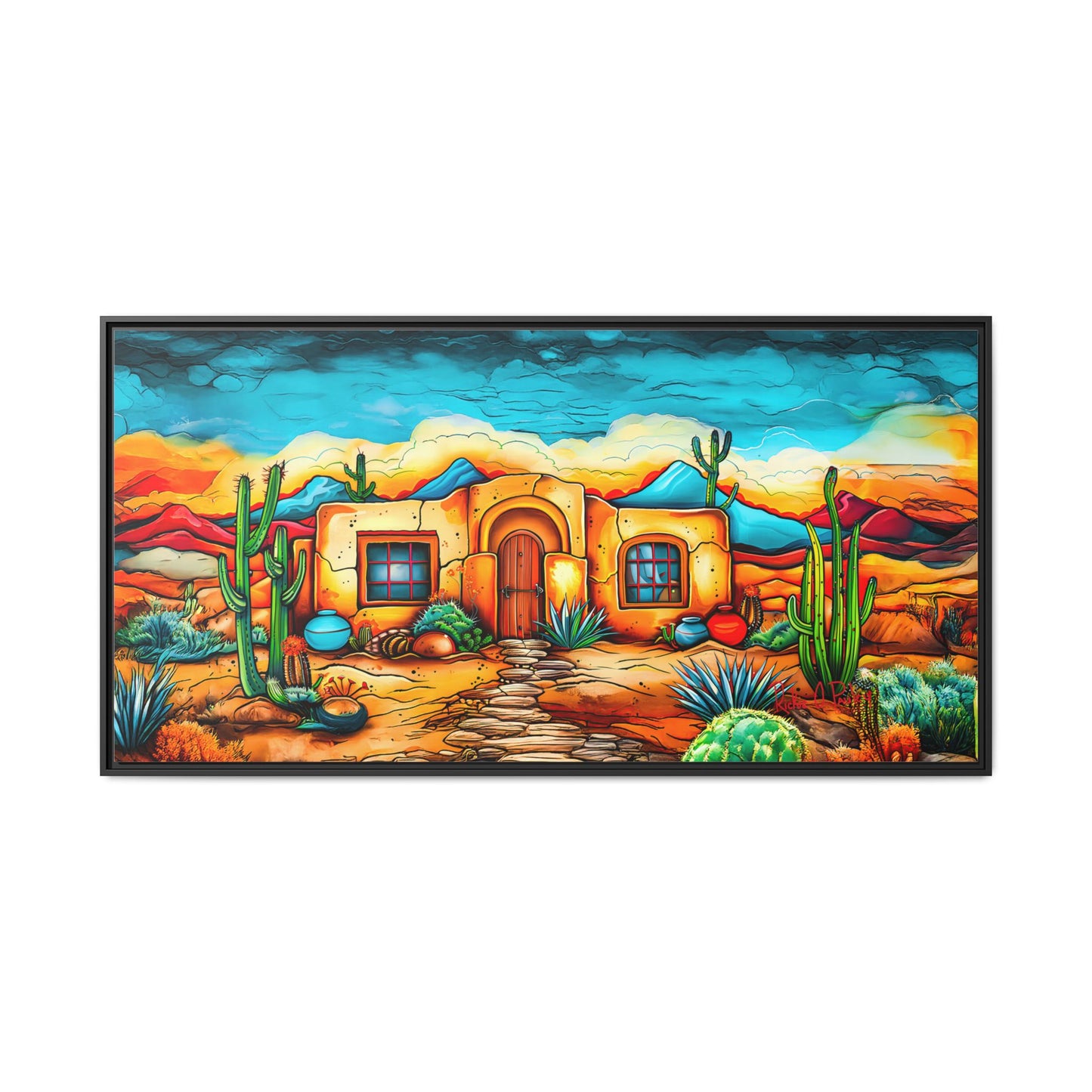 "La Casa de Adobe" A Vibrant and Colorful Canvas Print, Desert Southwest Wall Art - Original Artwork by Rickie O. Pauley