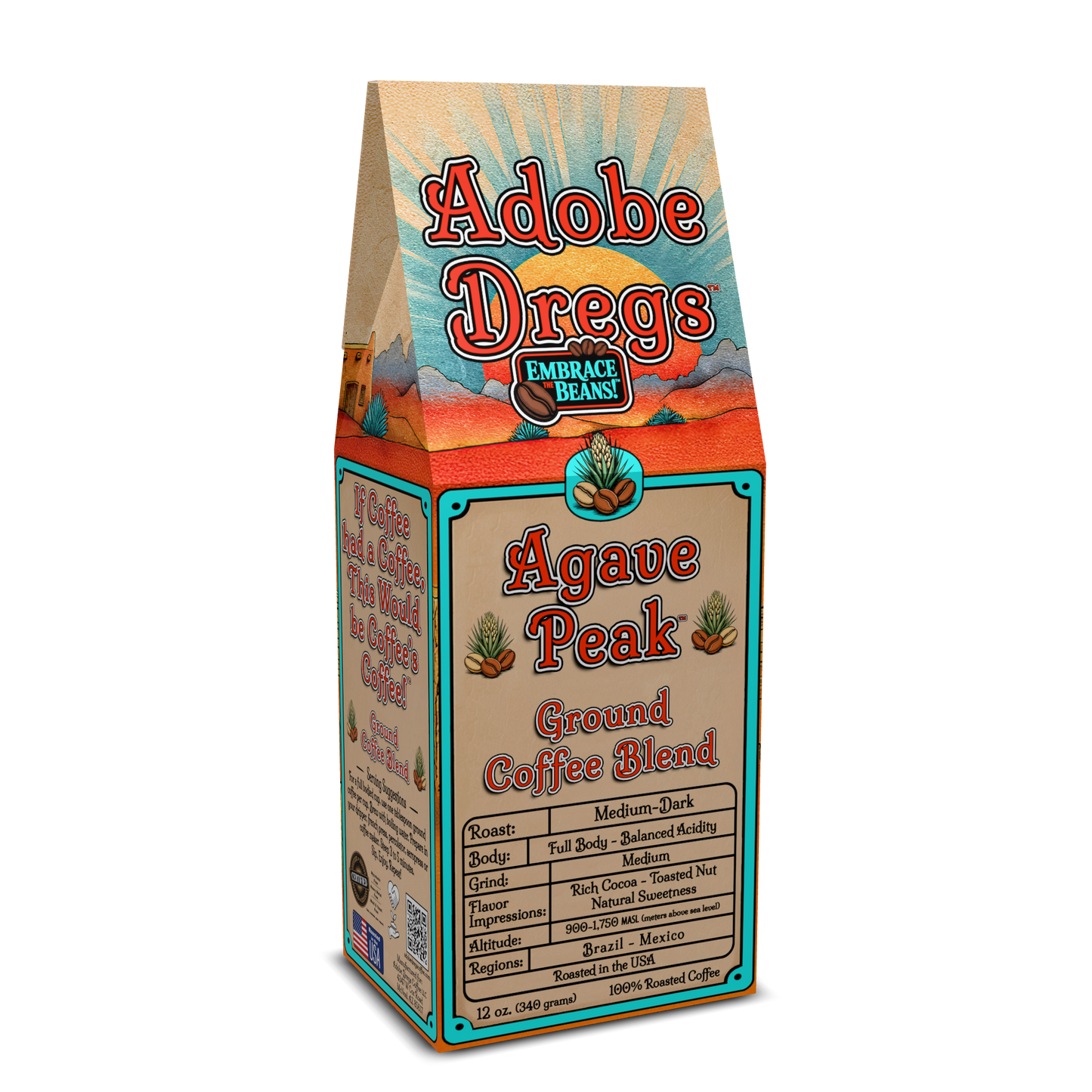 Adobe Dregs Coffee™ Agave Peak™ Medium-Dark Roast Ground Coffee Blend