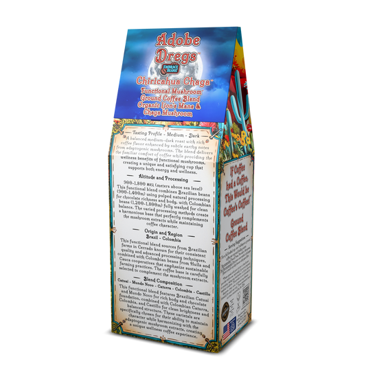 Adobe Dregs Coffee™ Chiricahua Chaga™ Functional Mushroom Ground Coffee (Dark Roast)
