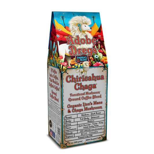 Adobe Dregs Coffee™ Chiricahua Chaga™ Functional Mushroom Ground Coffee (Dark Roast)