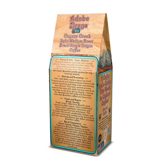 Adobe Dregs Coffee™ Coyote Creek™ Brazil Single Origin Ground Coffee (Light Medium Roast)