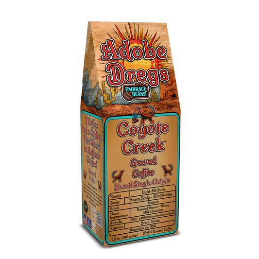 Adobe Dregs Coffee™ Coyote Creek™ Brazil Single Origin Ground Coffee (Light Medium Roast)