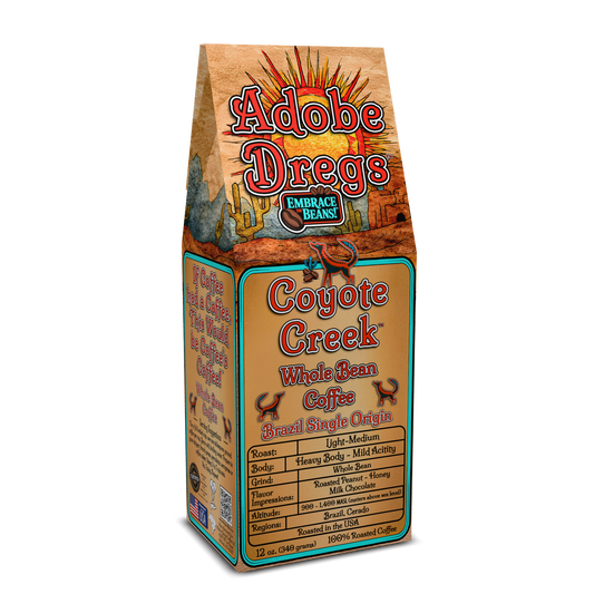 Adobe Dregs Coffee™ Coyote Creek™ Brazil Single Origin Whole Bean Coffee (Light-Medium Roast)