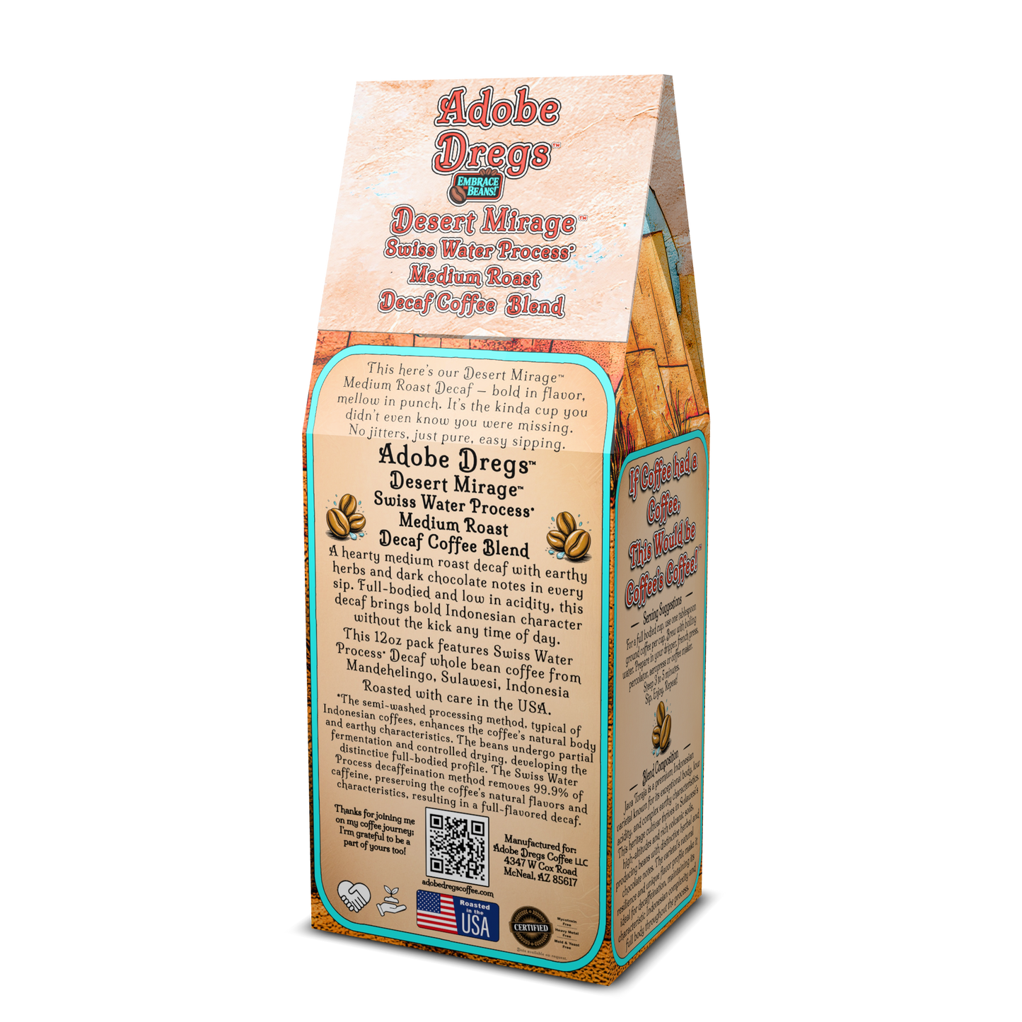 Adobe Dregs Coffee™ Desert Mirage™ Medium Roast Decaf Whole Bean Coffee