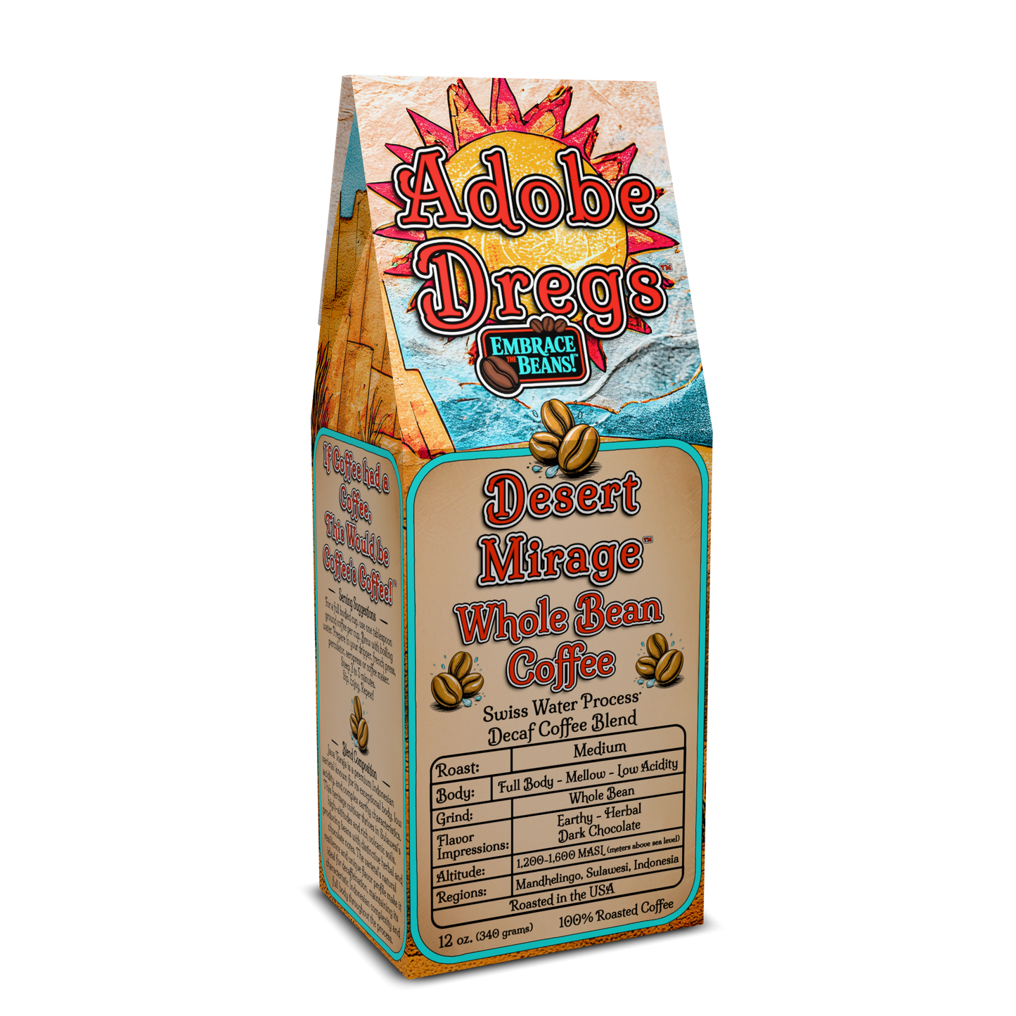 Adobe Dregs Coffee™ Desert Mirage™ Medium Roast Decaf Whole Bean Coffee