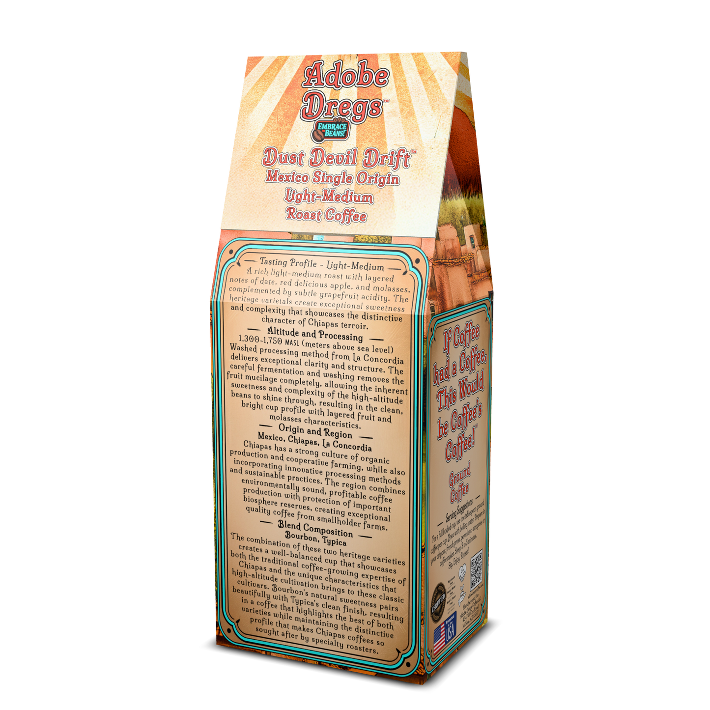 Adobe Dregs Coffee™ Dust Devil Drift™ Mexico Single Origin Ground Coffee (Light-Medium Roast)