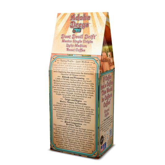 Adobe Dregs Coffee™ Dust Devil Drift™ Mexico Single Origin Ground Coffee (Light-Medium Roast)