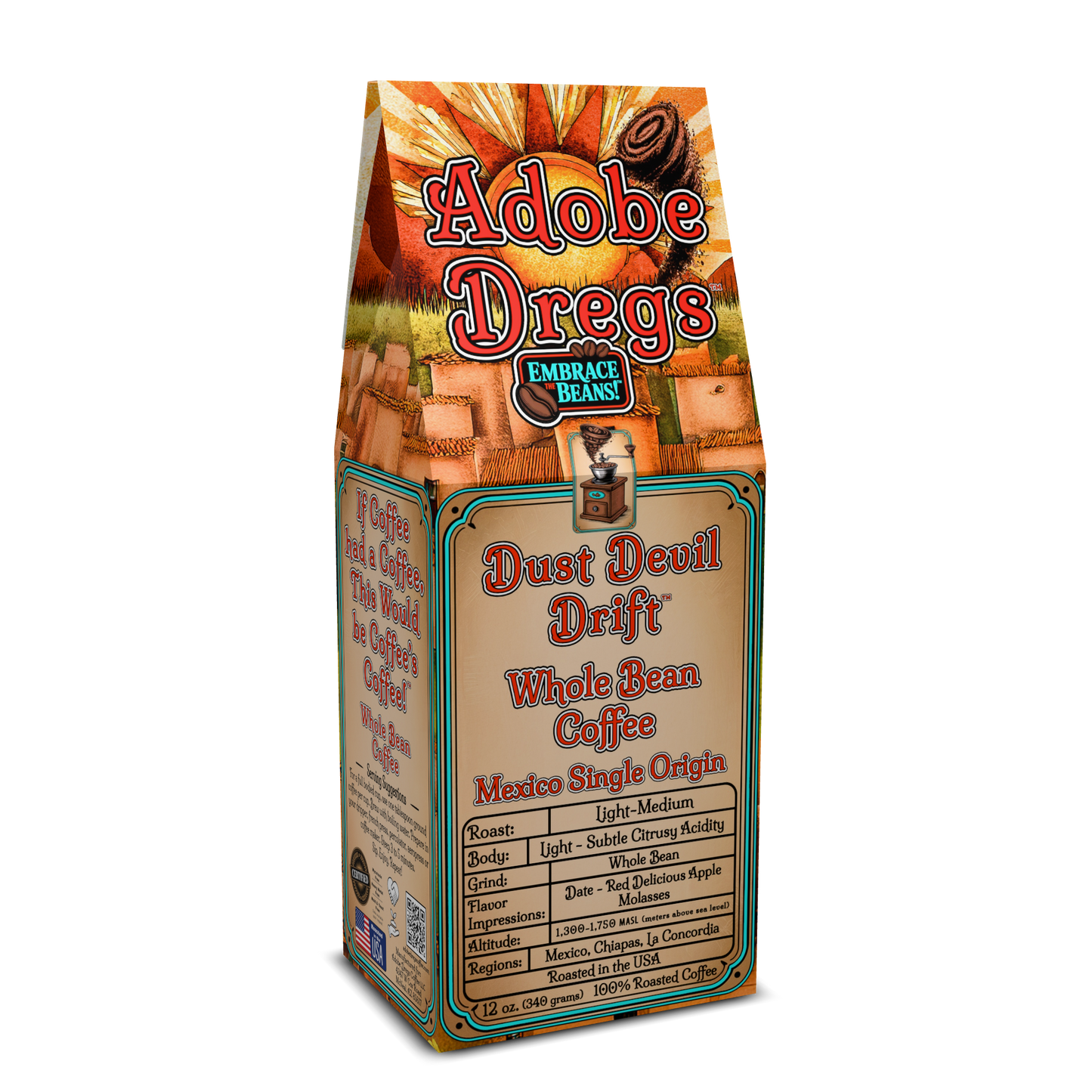 Adobe Dregs Coffee™ Dust Devil Drift™ Mexico Single Origin Whole Bean Coffee (Light-Medium)