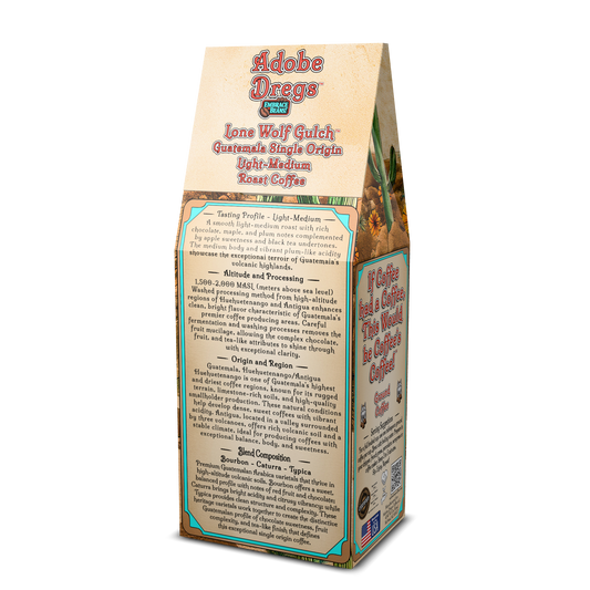 Adobe Dregs Coffee™ Lone Wolf Gulch™ Guatemala Single Origin Ground Coffee (Light-Medium Roast)