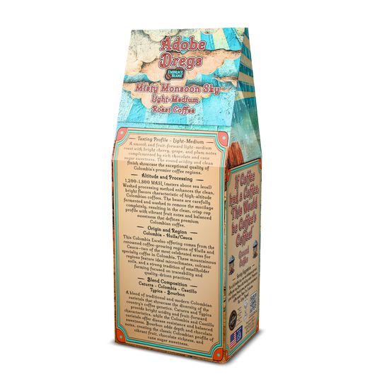 Adobe Dregs Coffee™ Misty Monsoon Sky™ Colombia Single Origin Ground Coffee Blend (Light-Medium)