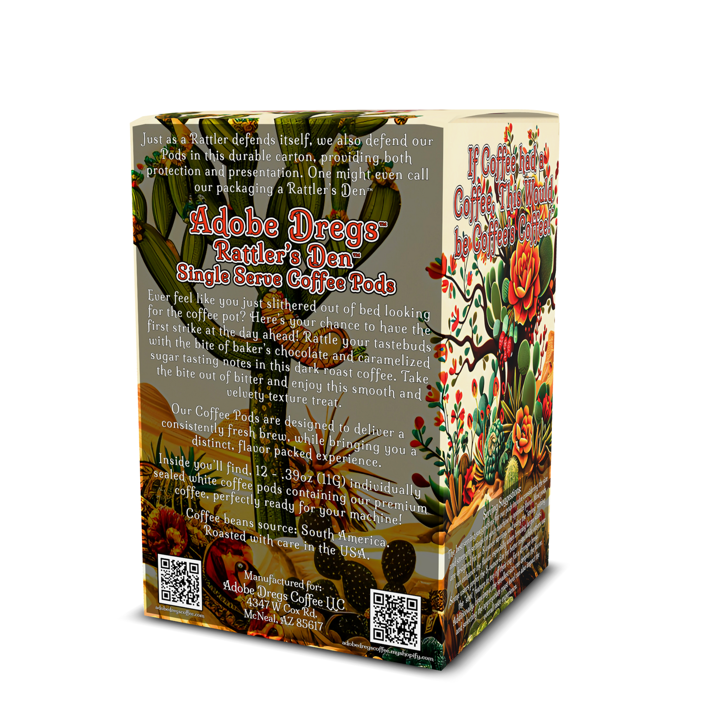 Adobe Dregs Coffee™ Rattler's Den™ Single Serve Coffee PODS Dark Roast 12 Count