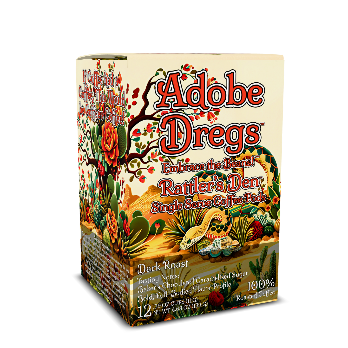 Adobe Dregs Coffee™ Rattler's Den™ Single Serve Coffee PODS Dark Roast 12 Count