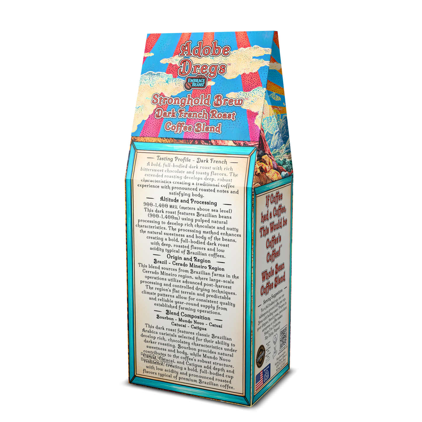 Adobe Dregs Coffee™ Stronghold Brew™ Dark French Roast Whole Bean Coffee Blend