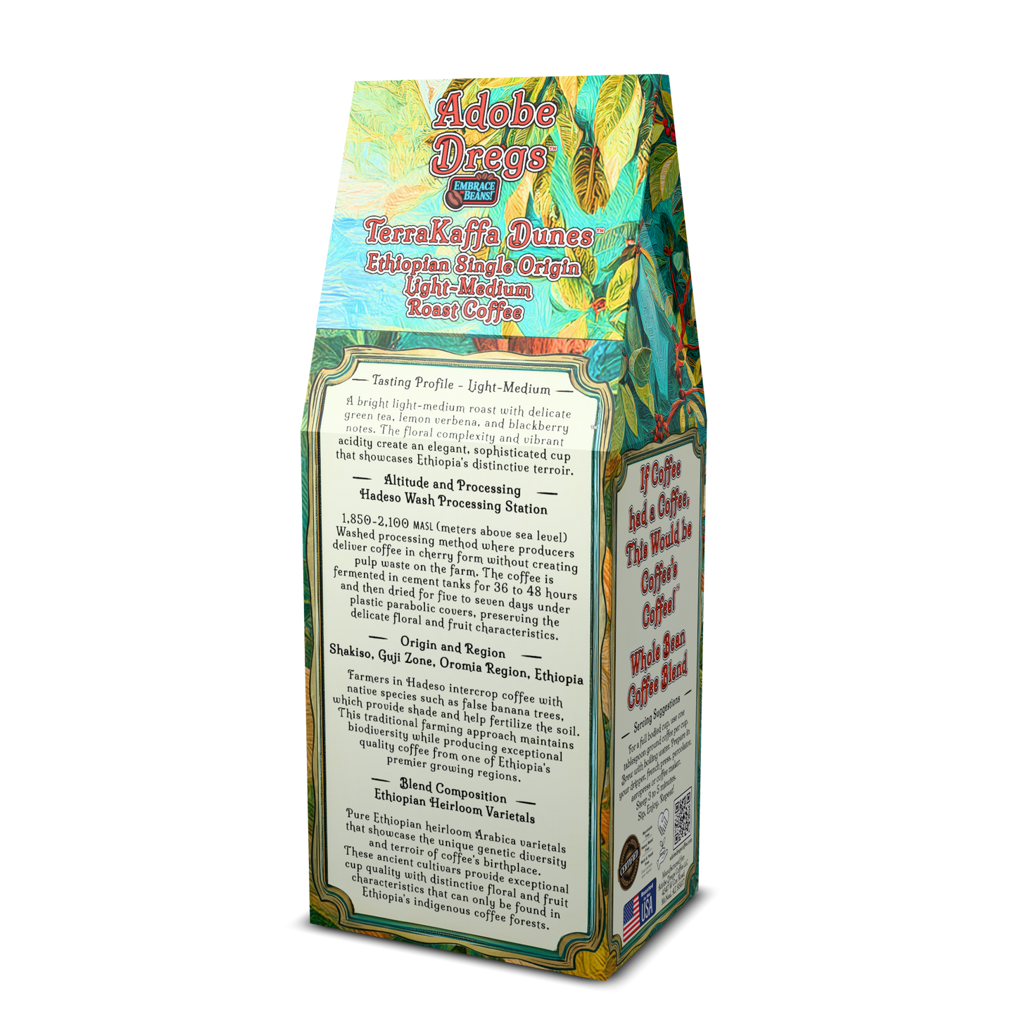 Adobe Dregs Coffee™ TerraKaffa Dunes™ Ethiopian Single Origin Whole Bean Coffee Light-Medium Roast