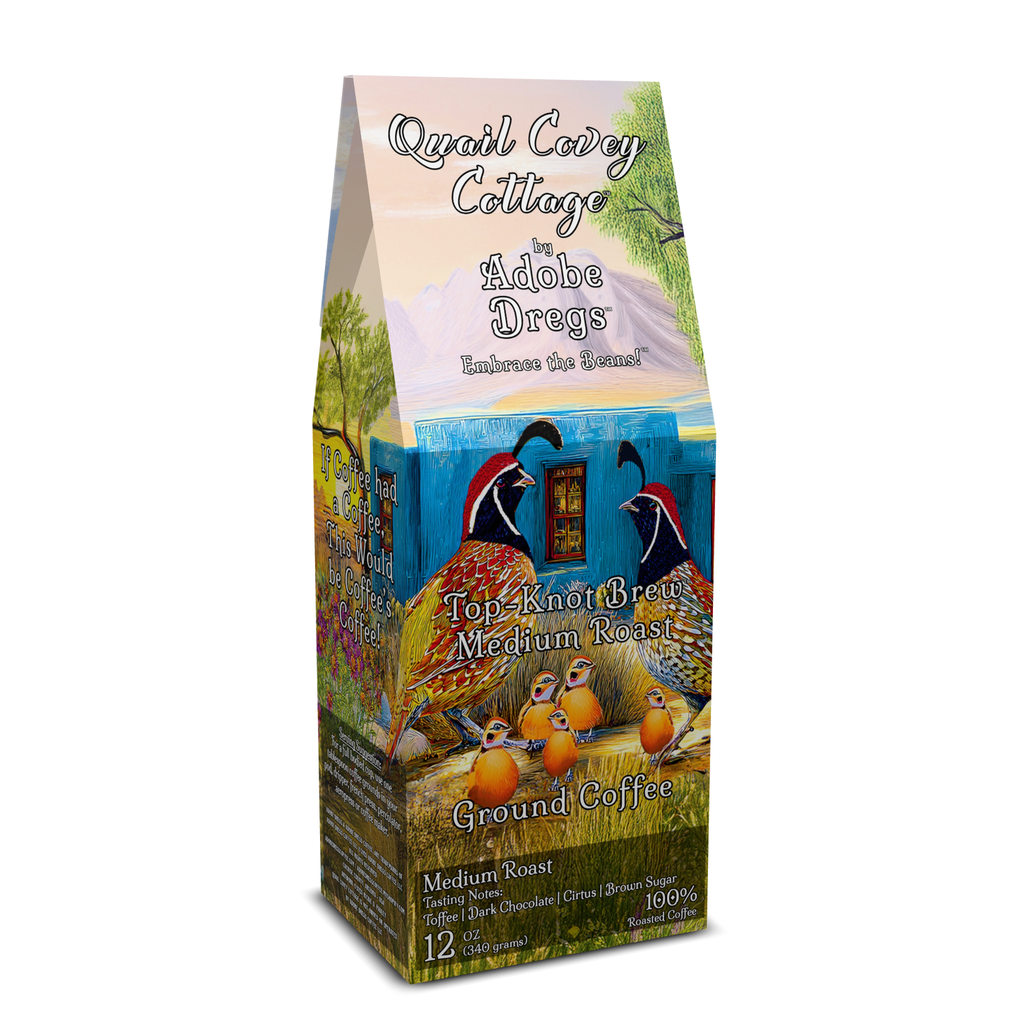 Quail Covey Cottage™ Top-Knot Brew™ Ground Coffee Medium Roast by Adobe Dregs™