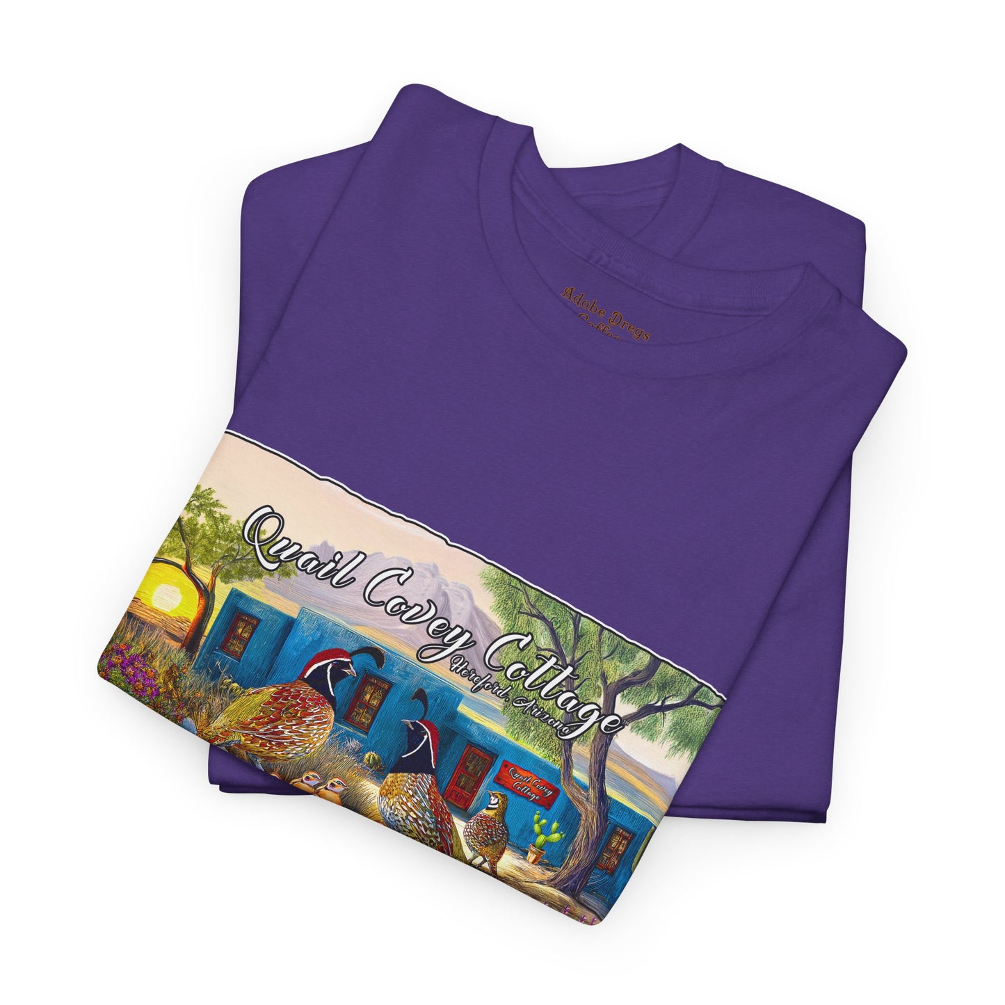 "Quail Covey Cottage" Nature-Inspired Unisex Heavy Cotton Tee, Casual Shirt, Graphic Tee, Eco-Friendly Fashion, Outdoor Adventure Wear