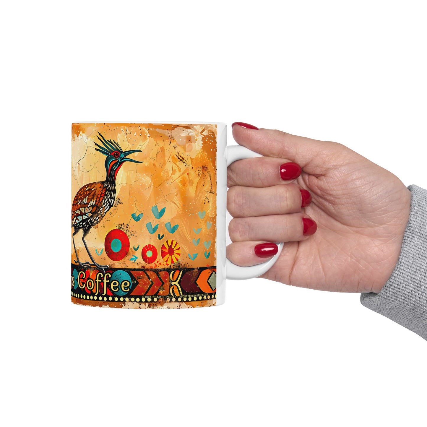 "Pajaro Correcamino" or "Roadrunner" Colorful Ceramic Mug - Available in 11oz and 15oz Sizes