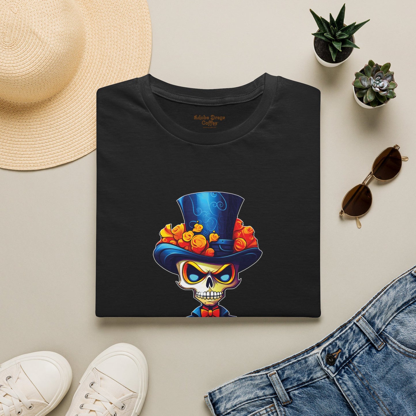 Day of the Dead Skull Top Hat T-Shirt — 'Piss Off!' Gothic Sugar Skull Tee