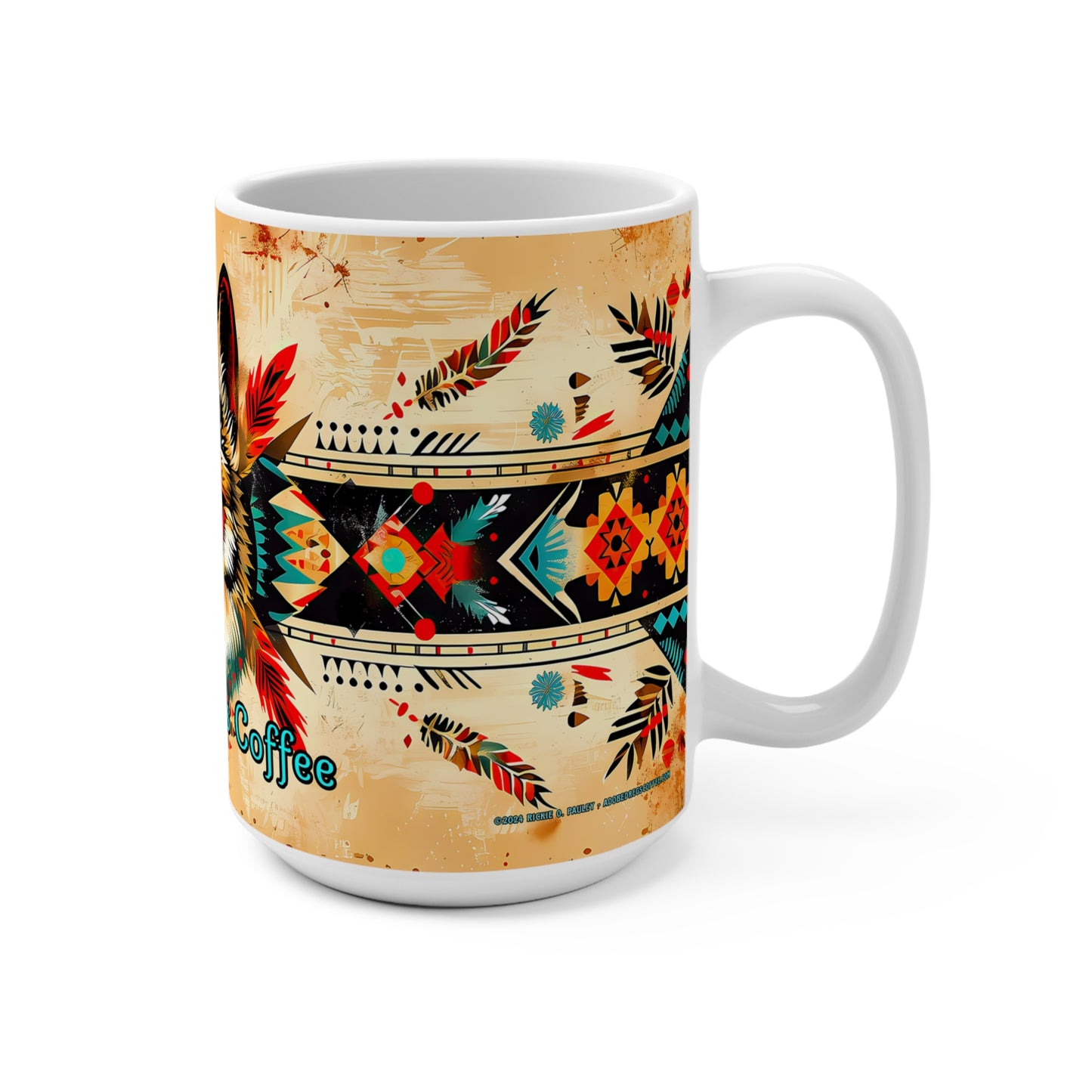 "Song of the Wolf" Mug 15oz - Tribal Art for Coffee Lovers