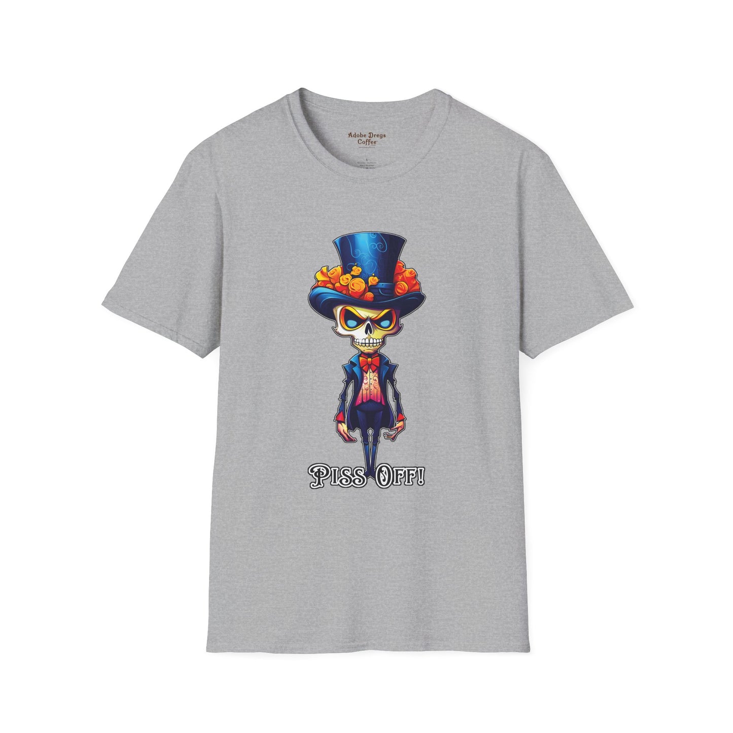 Day of the Dead Skull Top Hat T-Shirt — 'Piss Off!' Gothic Sugar Skull Tee