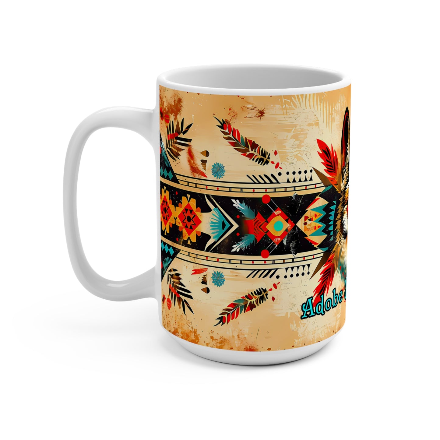 "Song of the Wolf" Mug 15oz - Tribal Art for Coffee Lovers