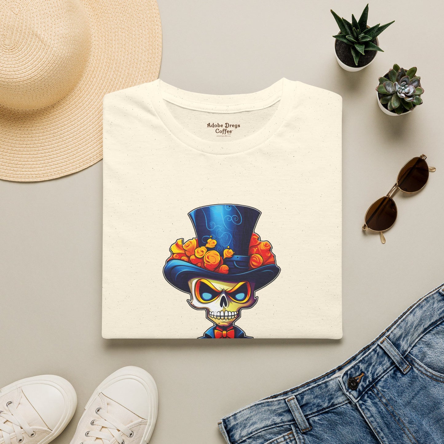 Day of the Dead Skull Top Hat T-Shirt — 'Piss Off!' Gothic Sugar Skull Tee