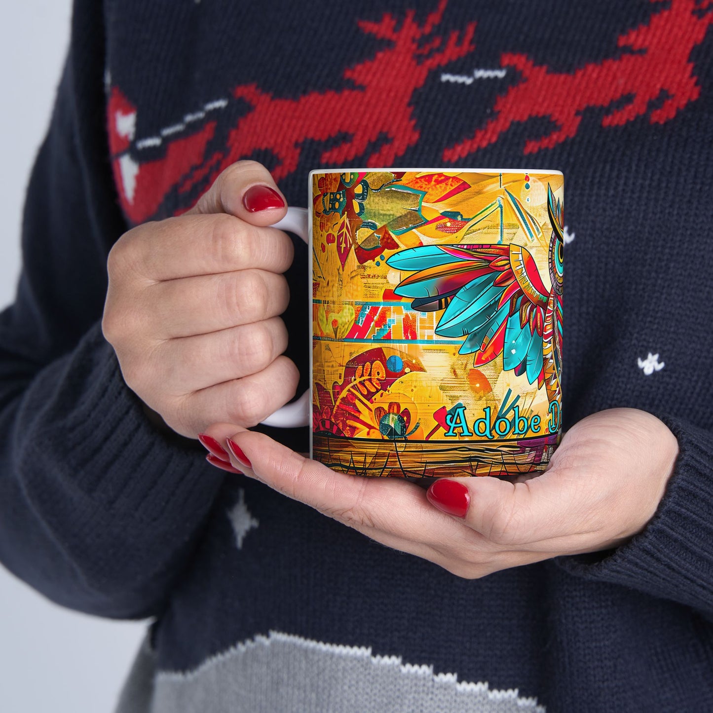 "Owlpaccino" Colorful Owl Ceramic Mug - Available 11oz & 15oz Sizes -Original Artwork by Rickie O. Pauley
