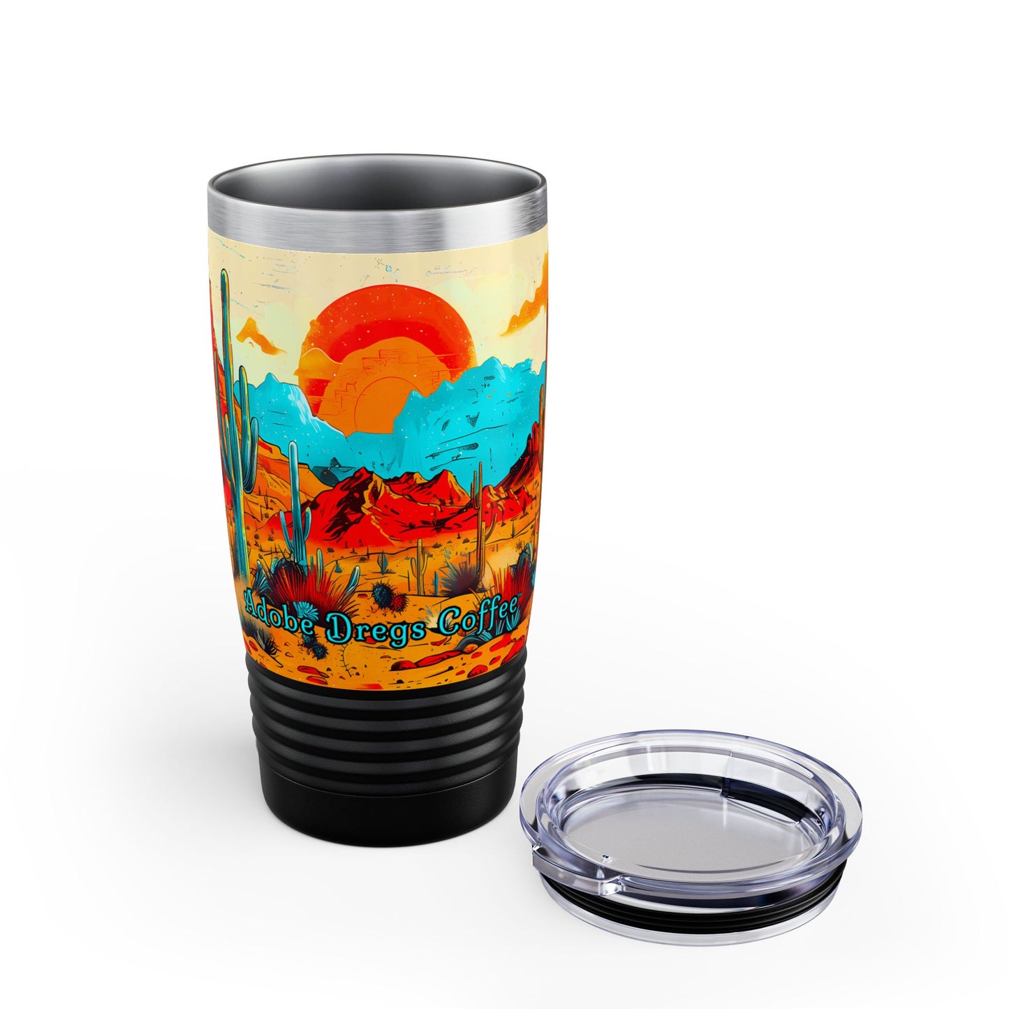 "Saguaro Sunset" 20oz Ringneck Tumbler,  Desert Themed Design from Adobe Dregs Coffee