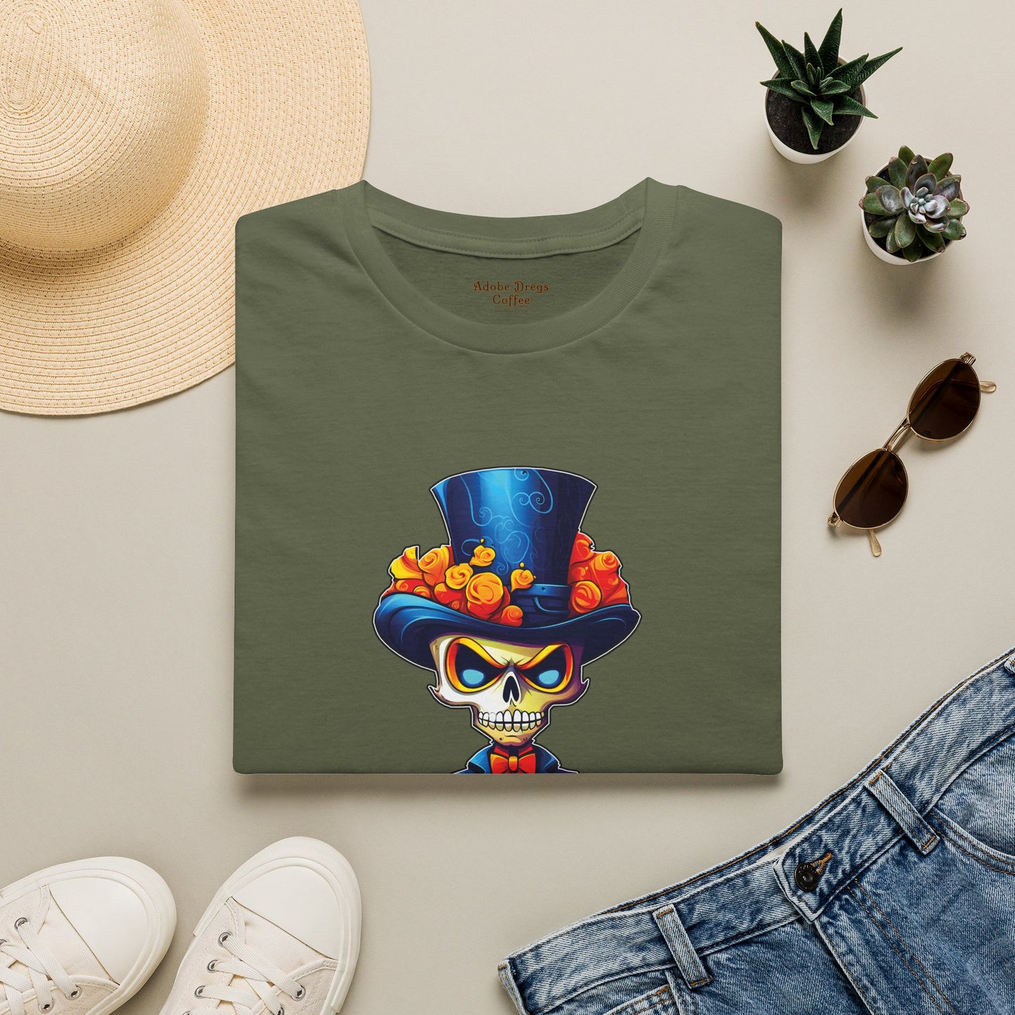 Day of the Dead Skull Top Hat T-Shirt — 'Piss Off!' Gothic Sugar Skull Tee