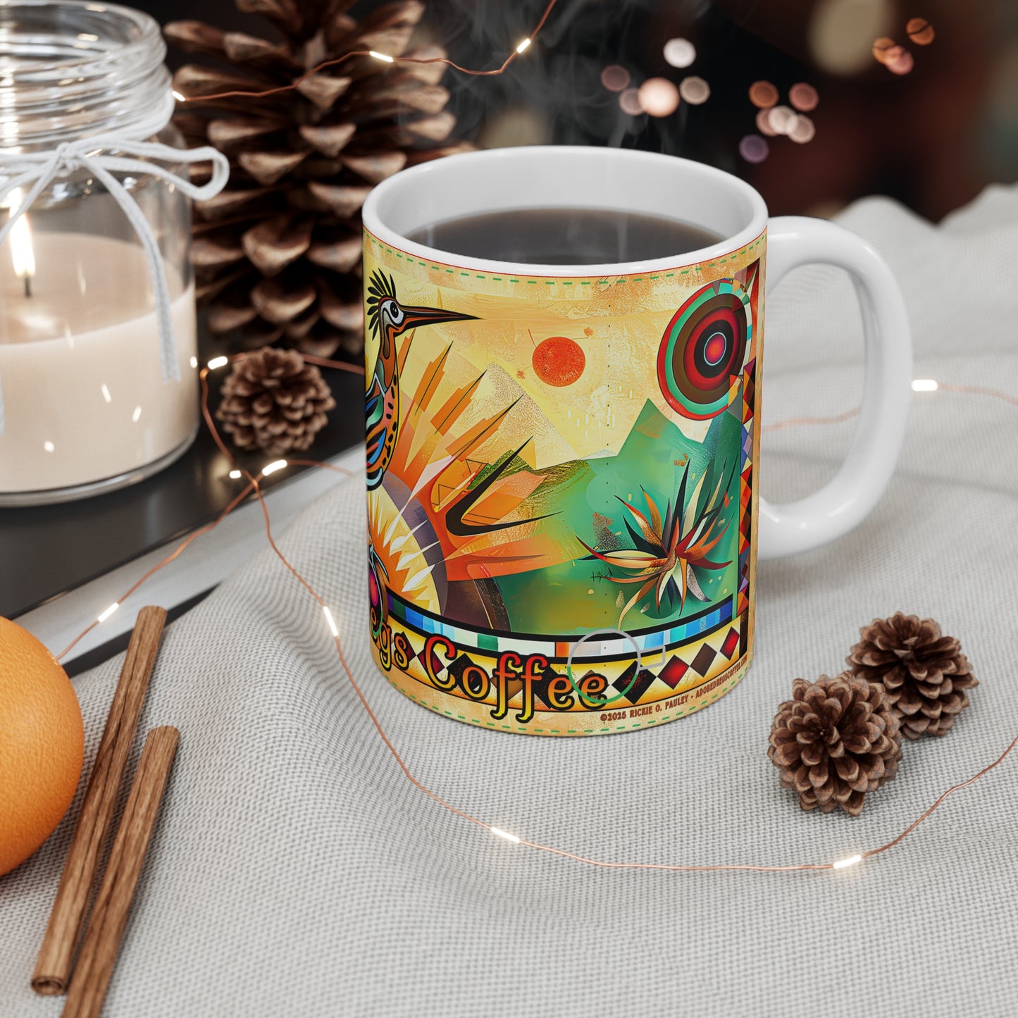 "Strike A Pose" 11oz Coffee Mug, A Desert Southwest Roadrunner Design with Original Artwork