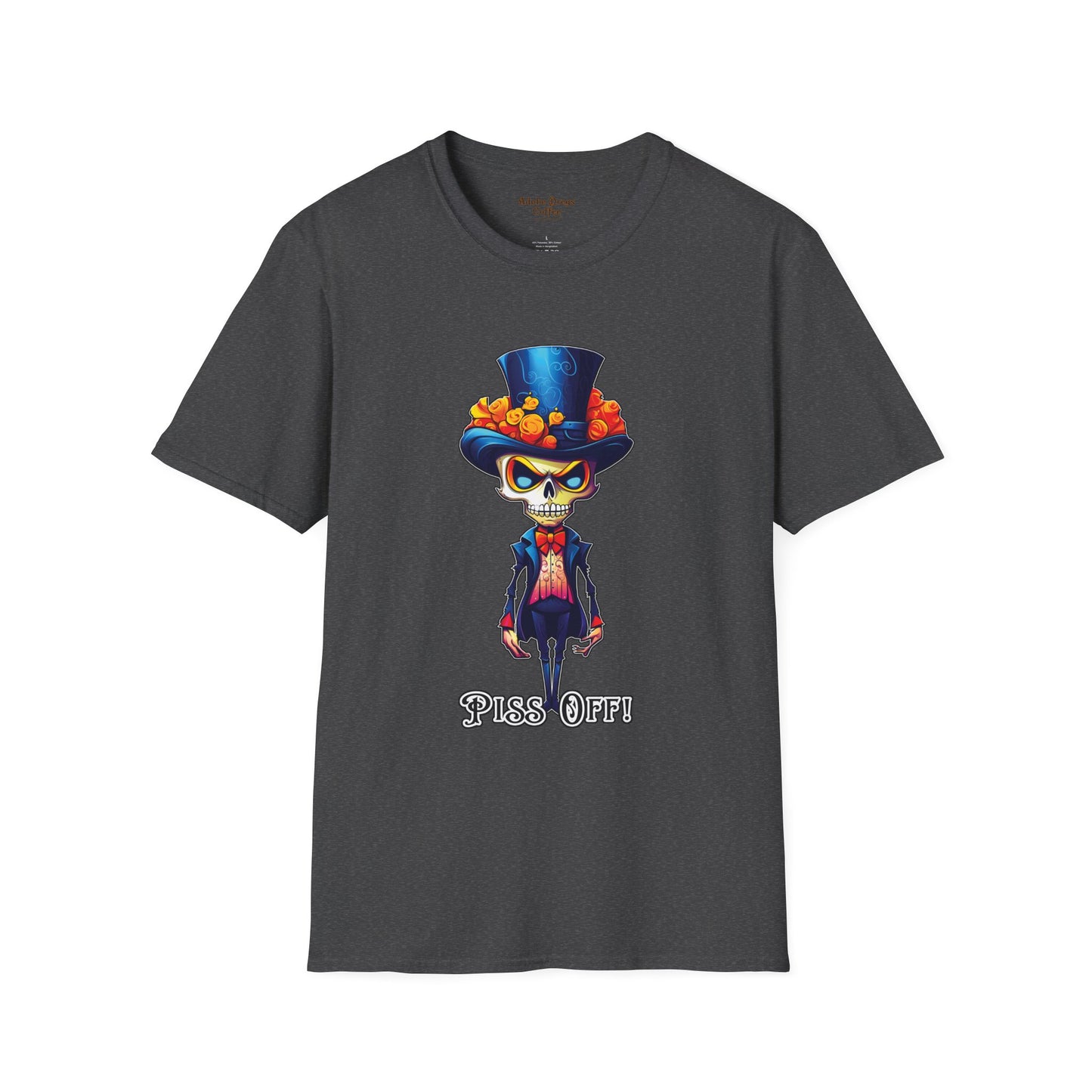 Day of the Dead Skull Top Hat T-Shirt — 'Piss Off!' Gothic Sugar Skull Tee