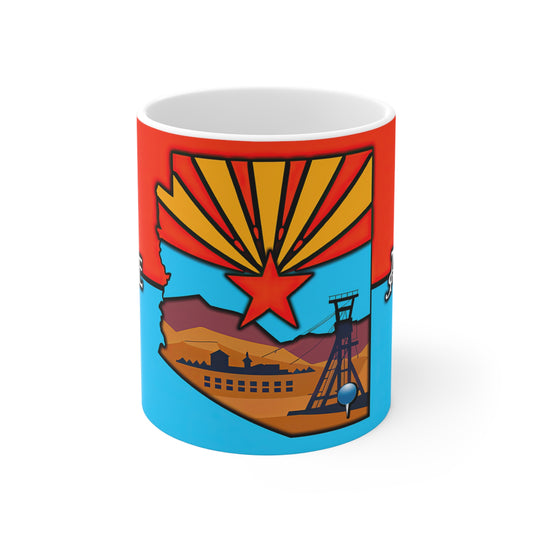 Colorful Bisbee, Arizona Mug - 11oz Ceramic Coffee Cup with Vintage Design