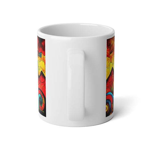 "Prism" Vibrant 20oz Jumbo Mug - Adobe Dregs Coffee Design with Saguaro Cactus and Sun