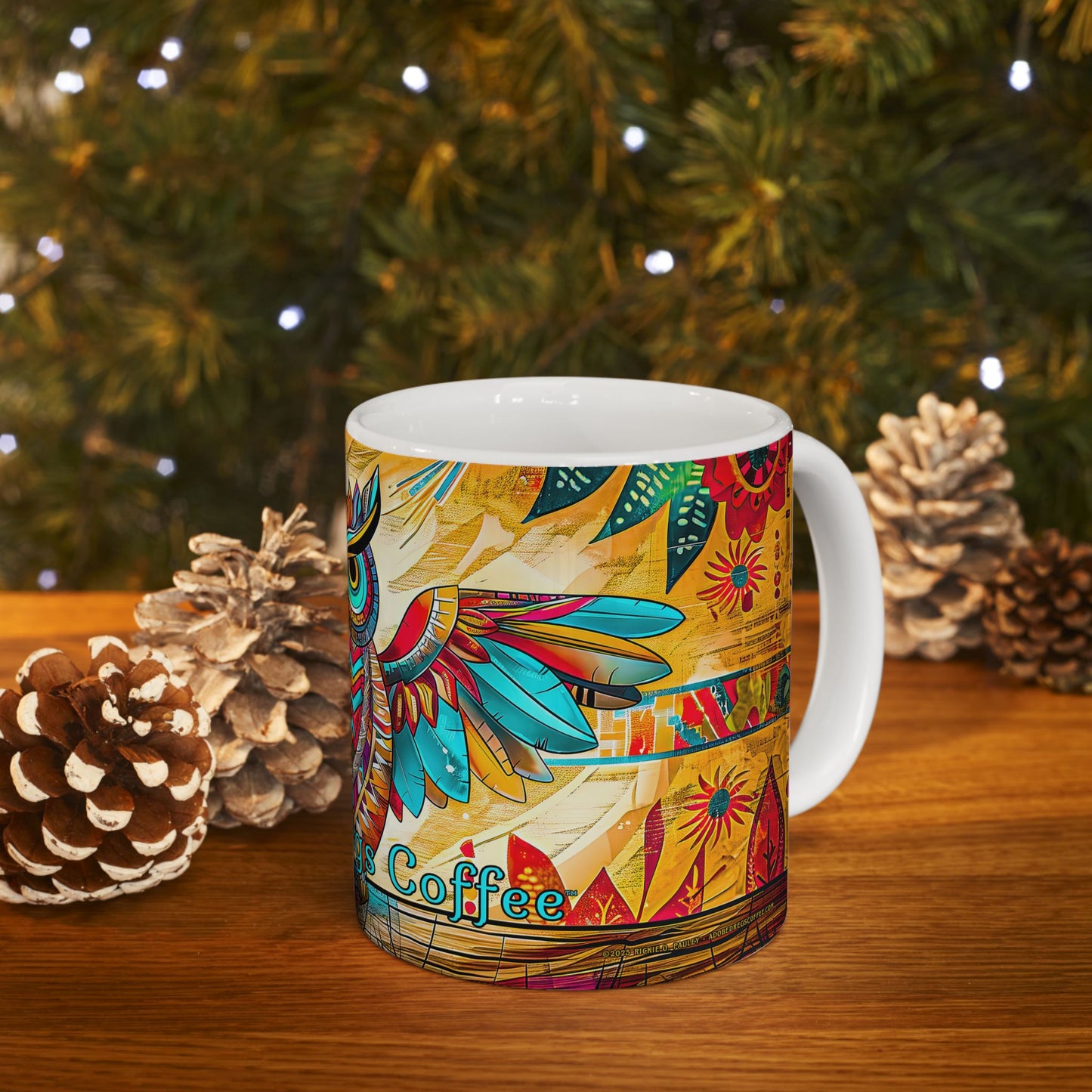 "Owlpaccino" Colorful Owl Ceramic Mug - Available 11oz & 15oz Sizes -Original Artwork by Rickie O. Pauley