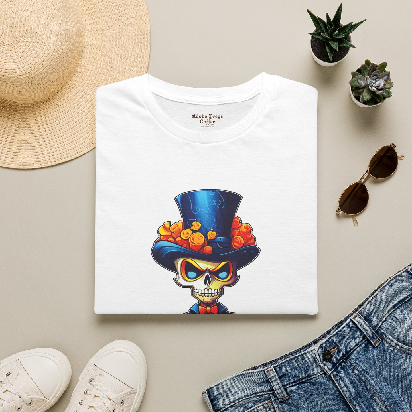 Day of the Dead Skull Top Hat T-Shirt — 'Piss Off!' Gothic Sugar Skull Tee