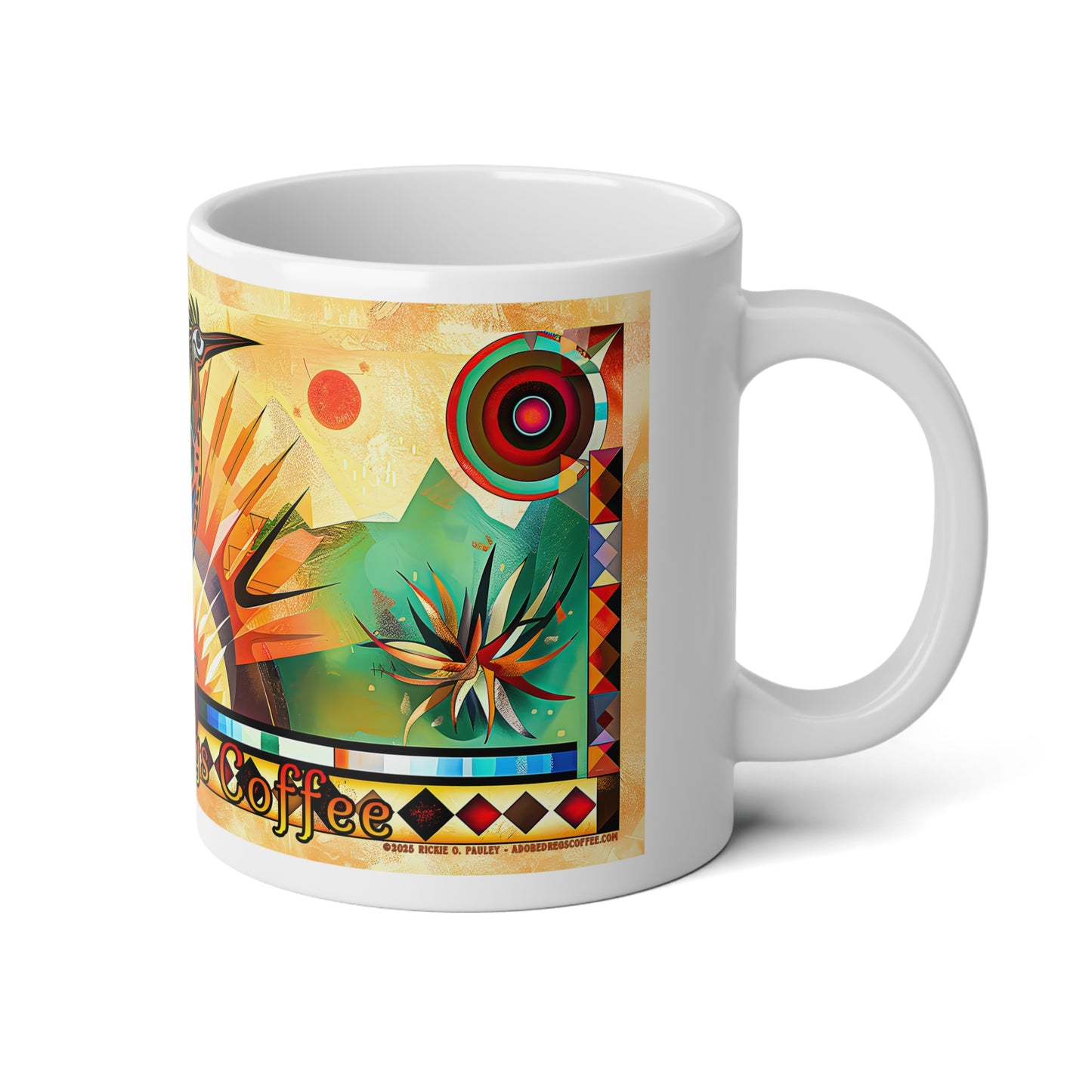 "Strike A Pose" Colorful Desert Southwestern Roadrunner Mug - Jumbo 20oz Coffee Cup with Vibrant Art
