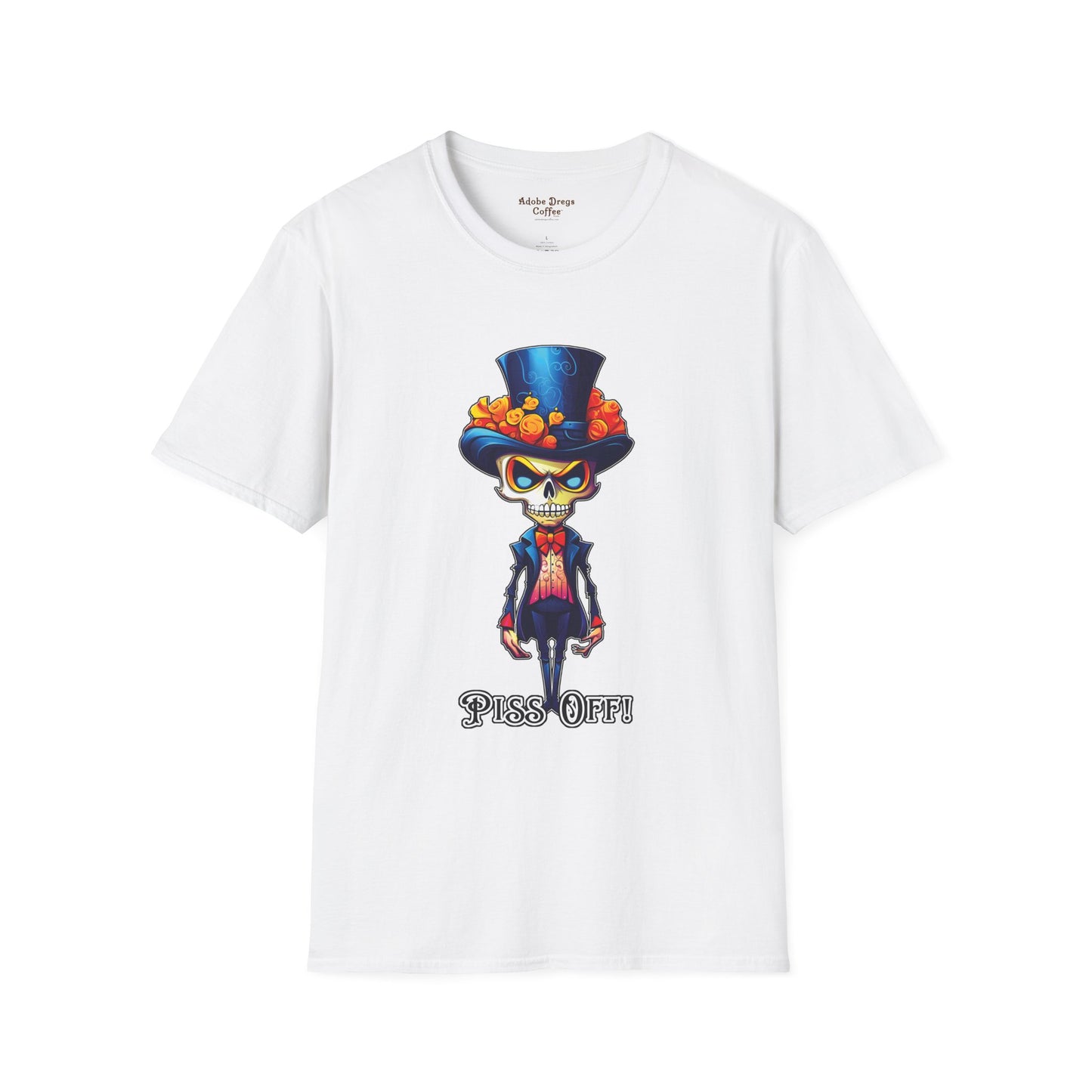 Day of the Dead Skull Top Hat T-Shirt — 'Piss Off!' Gothic Sugar Skull Tee