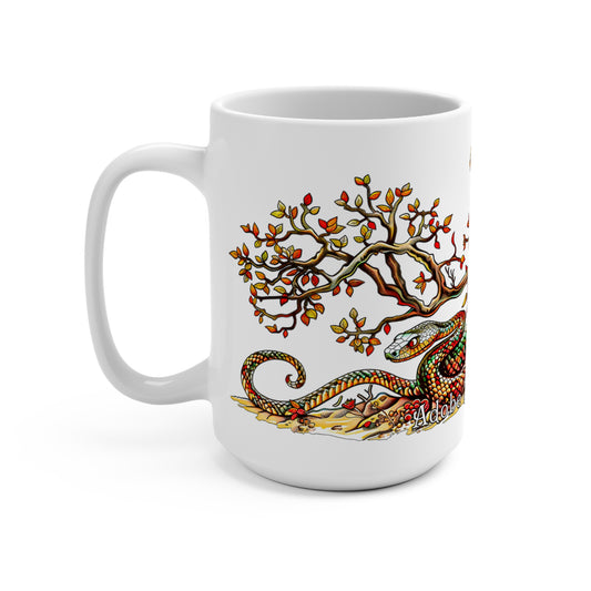 Rattler's Refuge Vibrant Serpent Mug - 15oz Artistic Coffee Cup for Nature Lovers