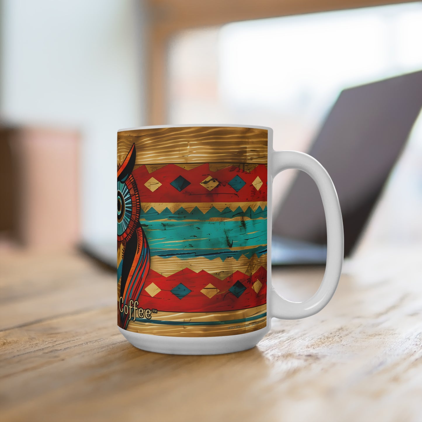 "Wise Old Owl" Colorful Owl Coffee Mug 15oz - Perfect for Nature Lovers & Coffee Enthusiasts
