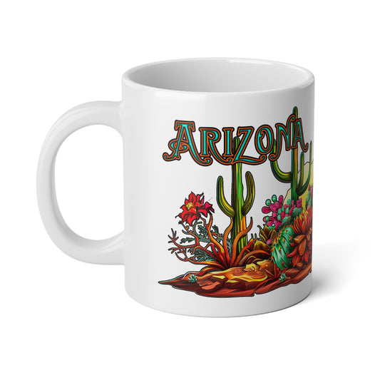 "Arizona Wild" Vibrant Cactus Jumbo Mug - 20oz, Southwestern Style Coffee Cup, Perfect Gift for Plant Lovers, Home Decor, Housewarming
