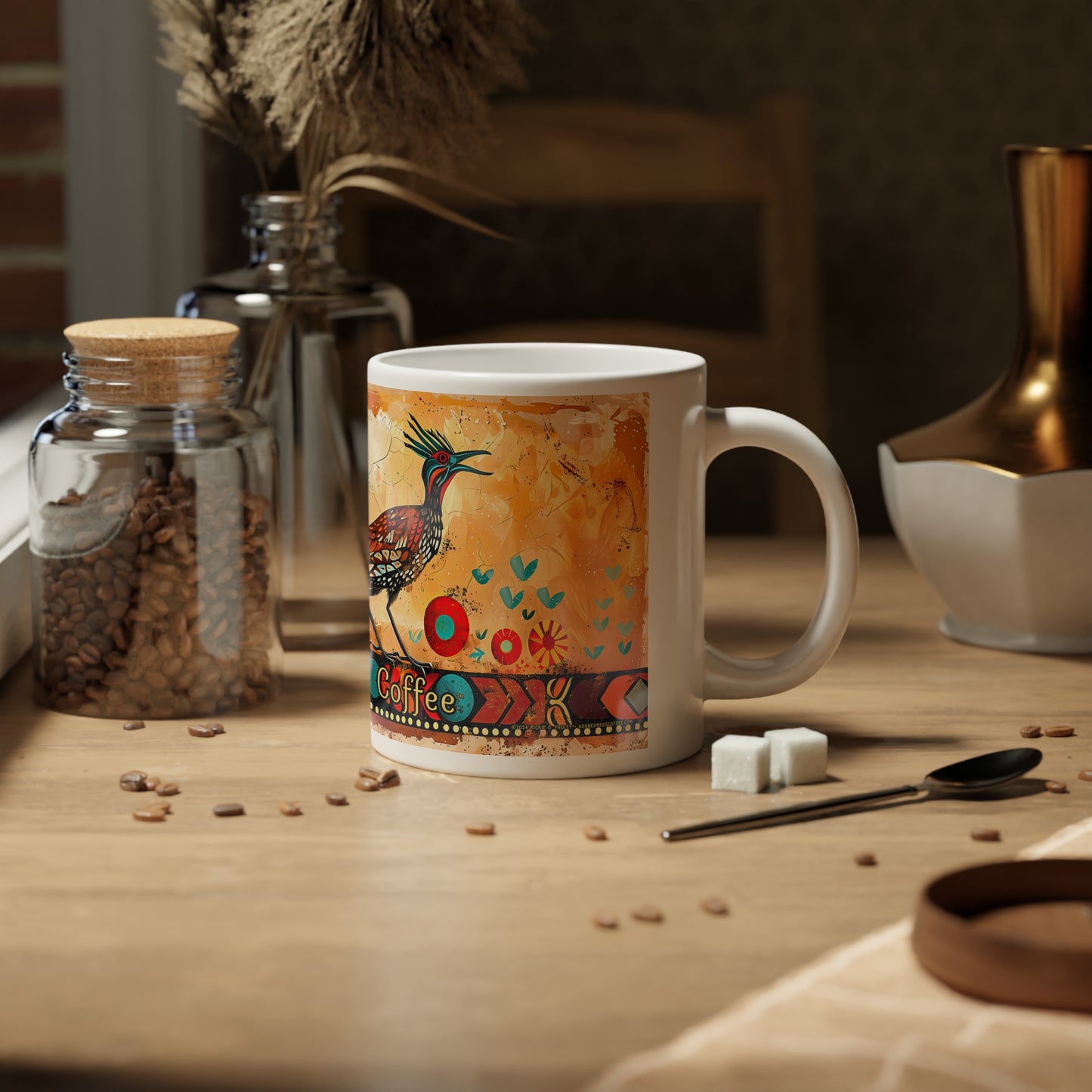 "Pajaro Correcamino" - "Roadrunner" Colorful 20oz Jumbo Mug - Original Artwork by Rickie O. Pauley