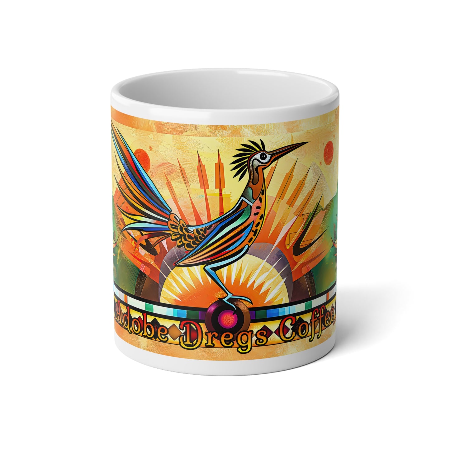 "Strike A Pose" Colorful Desert Southwestern Roadrunner Mug - Jumbo 20oz Coffee Cup with Vibrant Art