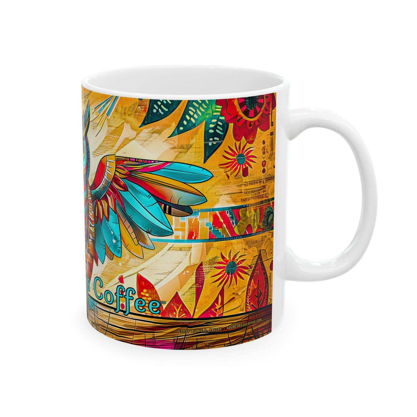 "Owlpaccino" Colorful Owl Ceramic Mug - Available 11oz & 15oz Sizes -Original Artwork by Rickie O. Pauley