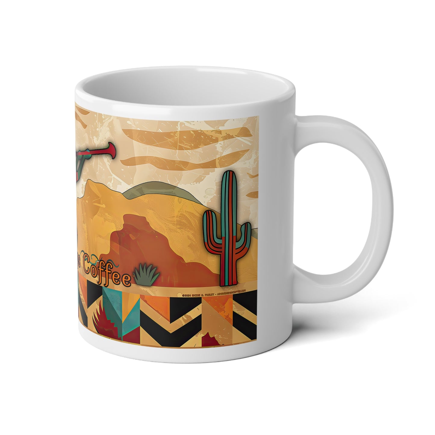"Windsong" Desert Southwest Style Jumbo Coffee Mug - 20oz Adobe Dregs Design