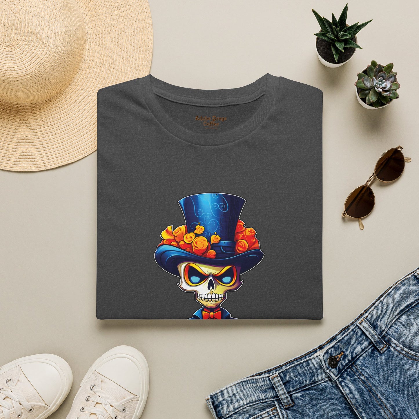 Day of the Dead Skull Top Hat T-Shirt — 'Piss Off!' Gothic Sugar Skull Tee