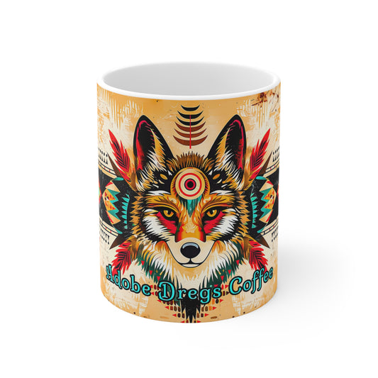 "Song of the Wolf" Coffee Mug - 11oz with Colorful Tribal Design