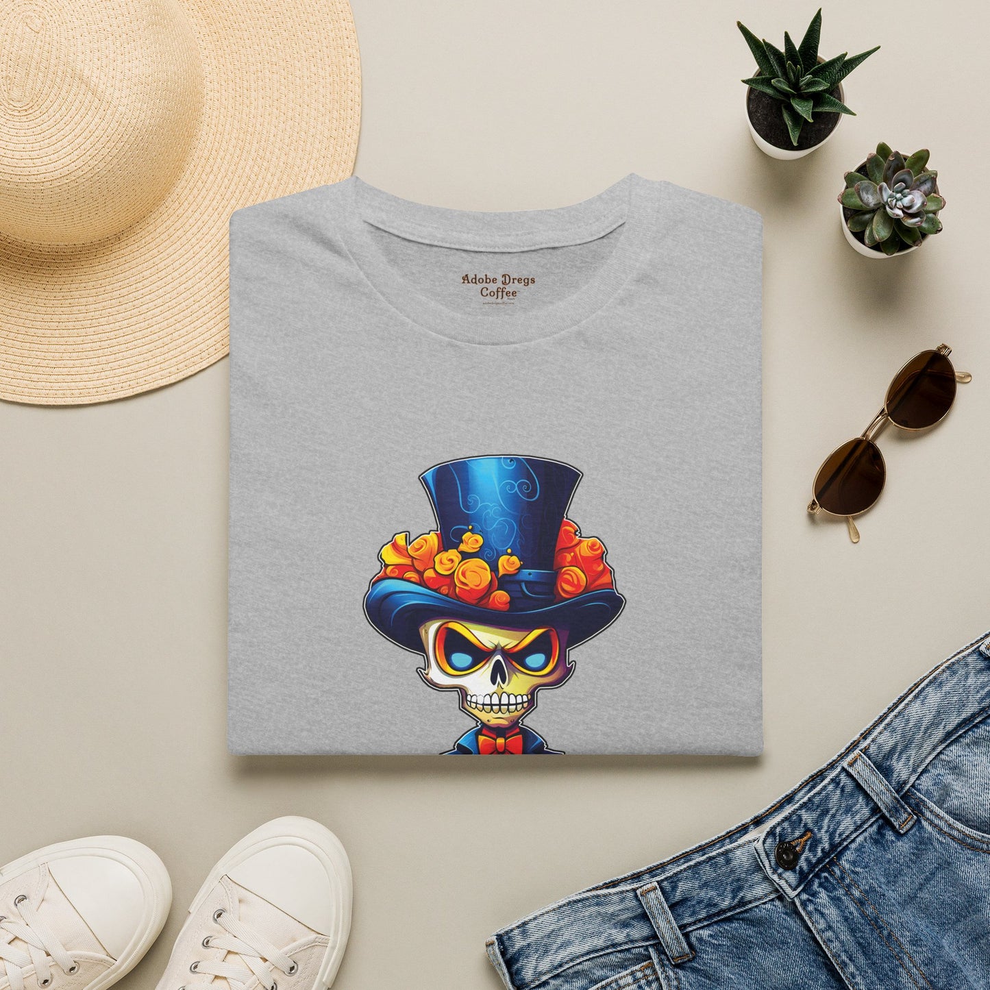 Day of the Dead Skull Top Hat T-Shirt — 'Piss Off!' Gothic Sugar Skull Tee