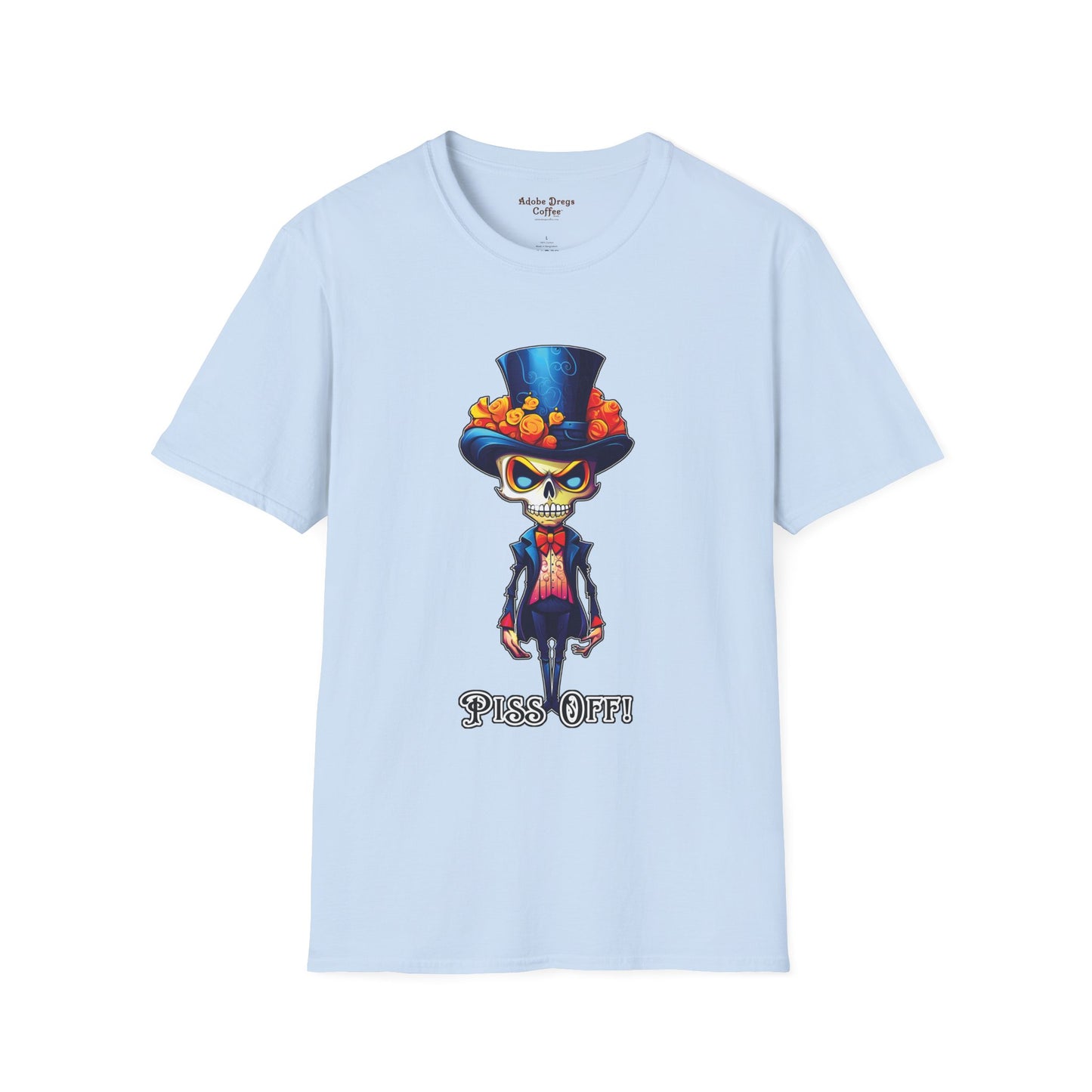 Day of the Dead Skull Top Hat T-Shirt — 'Piss Off!' Gothic Sugar Skull Tee